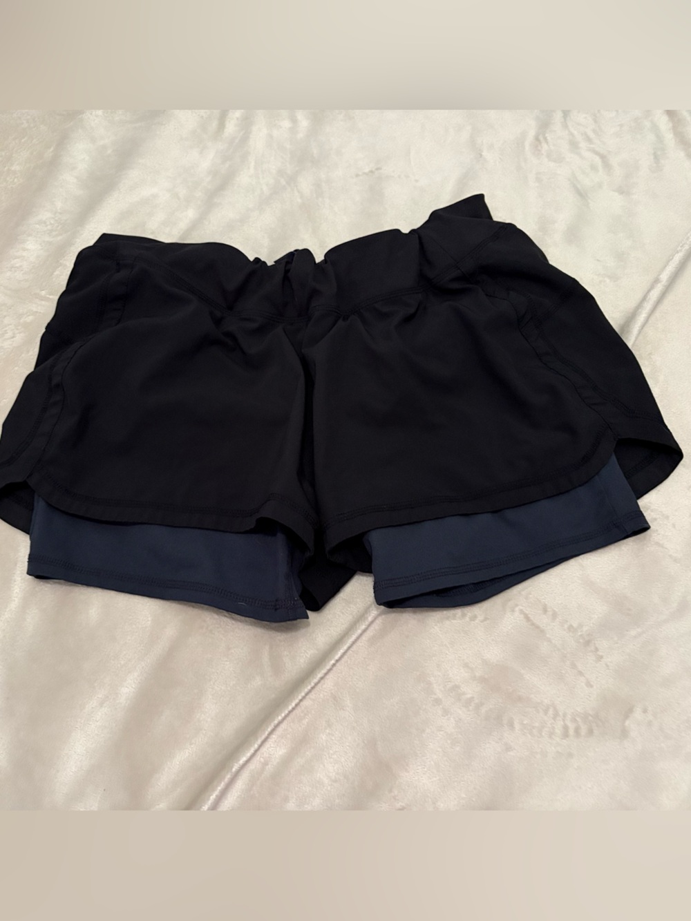 Old Navy Black Athletic Layered Shorts with Navy Lining